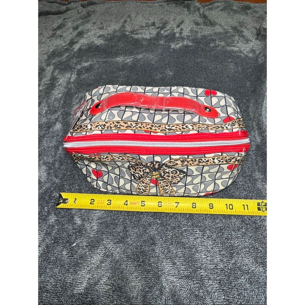 Brighton Wild Love Cosmetic Makeup Bag Travel Organizer Hearts Leopard Print Red - Picture 3 of 6